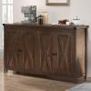 imageYITAHOME Buffet Cabinet with Storage 55 Modern Farmhouse Coffee Bar Cabinet w4 Doors Adjustable Shelf Wood Large Kitchen Storage Cabinet with Barn Doors for Kitchen Living Room GreyBrownBrown
