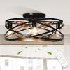 imageYITAHOME Caged Ceiling Fans with Lights Remote Control 22 Bladeless Low Profile Ceiling Fan 6 Speeds Flush Mount Enclosed Ceiling Fans with Reversible Motor Matte Black Gold 4 E26 Bulb IncludeBlack  Gold