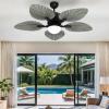 imageYITAHOME Ceiling Fans with Lights and Remote Control 44 Inch Palm Reversible Ceiling Fan with Memory Function Reversible Quiet Motor for Living Room Bedroom GreyGrey