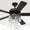 imageYITAHOME Chandelier Ceiling Fan with Remote 52 Inch Crystal Fan Light Indoor Fan Ceiling with 3 Speed Silent Reversible Motor DualSided Blades Timer Balance Kit  BlackBlack
