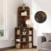 imageYITAHOME Corner Shelf with USB Ports ampamp Outlets Industrial Corner Storage Cabinet Rack Charging Station Wooden Display Bookshelf Bookcase for Living Room Bedroom Dining Room Kitchen BlackRustic Brown