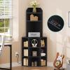 imageYITAHOME Corner Shelf with USB Ports ampamp Outlets Industrial Corner Storage Cabinet Rack Charging Station Wooden Display Bookshelf Bookcase for Living Room Bedroom Dining Room Kitchen BlackBlack