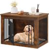 imageYITAHOME Dog Crate Furniture for Large Dogs Side End Table Modern Dogs Kennel Indoor up to 80 lb 2in1 IronWood Fusion Dog Cage with Waterproof Top Safety Corners Steel Lock43quot LRustic Brown
