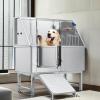 imageYITAHOME Dog Grooming Bathtub Professional Stainless Steel 304 Dog Bathing Station wRight Ramp Faucet Floor Grate 50in Pet Washing Station for Large Medium Small PetsLeft Door Ramp