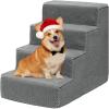 imageYITAHOME Dog Stairs for High Bed and Couch Premium Foam Dog Steps for Small Dogs Older Pets NonSlip Pet Stairs with HighStrength Boards Removable Washable Cover 4 Tiers Grey