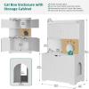 imageYITAHOME Double Cat Litter Box Enclosure with Shelves Tall Two Cat Litter Box Shelf Furniture with 2 Storage Cabinet Wooden Dual Litter Box Shelf with Cat House White 354quot L x 18quot W x 55quot H