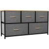 imageYITAHOME Dresser with 5 Drawers  Fabric Storage Tower Organizer Unit for Bedroom Living Room Closets  Sturdy Steel Frame Wooden Top 5 Wider Drawers Cool Grey