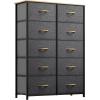 imageYITAHOME Dresser with 7 Drawers  Fabric Storage Tower Organizer Unit for Living Room Hallway  Sturdy Steel Frame Wooden Top ampamp Easy Pull Fabric BinsDark Charcoal Grey