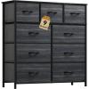 imageYITAHOME Dresser with 9 Drawers  Fabric Storage Tower Organizer Unit for Living Room Hallway Closets  Sturdy Steel Frame Wooden Top ampamp Easy Pull Fabric Bins Charcoal Black Wood Grain