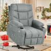 imageYITAHOME Electric Power Lift Recliner Chair for Elderly Fabric Recliner Chair with Massage and Heat Spacious Seat USB Ports Cup Holders Side Pockets Remote Control BrownGrey