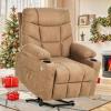 imageYITAHOME Electric Power Lift Recliner Chair for Elderly Fabric Recliner Chair with Massage and Heat Spacious Seat USB Ports Cup Holders Side Pockets Remote Control BrownBrown