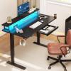 imageYITAHOME Electric Standing Desk with Drawer 55quot Standing Desk Adjustable Height Sit Stand Up Desk with Power Outlets ampamp LED Lights Home Office Desk with Memory Preset Black