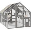 imageYITAHOME Extra Large Catio Outdoor Cat Enclosure 110 Inch Outside Cattery with Weatherproof Roof Scratcher Ramp Cat Space Capsule Bed 2 Bridges 2 Resting Houses 7 SolutionsGrey