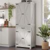 imageYITAHOME Farmhouse Kitchen Pantry Cabinet 645quot Tall Storage Cabinet with 2 Drawers ampamp Adjustable Shelves Ideal for Kitchen Living Room or Entryway Oak BlackWhite Oak
