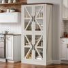 imageYITAHOME Farmhouse Kitchen Pantry Cabinet Freestanding Kitchen Hutch Tall Food Pantry for Living Room Dinning Room and Kitchen White