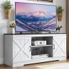 imageYITAHOME Farmhouse TV Stand for 65 Inch TV Mid Century Modern Entertainment Center with Double Barn Doors Rustic TV Media Console TV Cabinet for Living Room Dark OakGrey WhiteEspresso