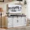 imageYITAHOME Farmhouse TV Stand for 65 Inch Television Stand Entertainment Center with Storage Cabinets and Sliding Barn Doors Rustic Media TV Console Table for Living Room Grey WhiteGrey WashWhiteBrown