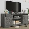 imageYITAHOME Farmhouse TV Stand for 65 Inch Television Stand Entertainment Center with Storage Cabinets and Sliding Barn Doors Rustic Media TV Console Table for Living Room Grey WhiteGrey WashGrey