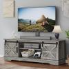 imageYITAHOME Farmhouse TV Stand for Living Room with Mount Entertainment Center with 3 Height Adjustment for 3270 inch TVs Media Console Cabinet with Sliding Barn Door Grey