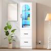 imageYITAHOME File Cabinet with Bookshelf and Glass Doors 2 Drawer Filing Cabinet with LED Light Printer Stand with Storage Shelf Wood File Cabinets for Home Office Fits Letter Legal A4 Size WhiteWhite