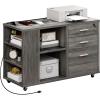 imageYITAHOME File Cabinet with Charging Station Mobile Lateral Filing Cabinet with Lock for Home Office Printer Stand with Open Storage Shelf Fits A4 Letter Legal Size Files Office Furniture BlackGrey