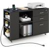 imageYITAHOME File Cabinet with Charging Station Mobile Lateral Filing Cabinet with Lock for Home Office Printer Stand with Open Storage Shelf Fits A4 Letter Legal Size Files Office Furniture BlackBlack