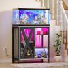 imageYITAHOME Fish Tank Stand with Power Outlets ampamp LED Light 2029 Gallon Metal Aquarium Stand with Cabinet for Fish Tank Accessories Storage for Turtle Tank Reptile Terrarium 350LBS Capacity GreyGrey