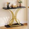 imageYITAHOME Gold Console Table Modern Hallway Table 40 inch Entryway Narrow Sofa Table for Living Room Hallway Entryway Faux Marble WhiteFaux Marble Black