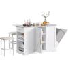imageYITAHOME Kitchen Islands with Seating 47quot Mobile Storage Island with Trash Can Rolling Kitchen Island Cart with Drop Leaf ampamp Stainless Steel Countertop Bar Table with 2 Stools Spice Rack WhiteWhite