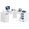 imageYITAHOME L Shaped Desk with Power Outlets 60 Inch Computer Desk Corner Desk with File Drawer Home Office Desk with Monitor Stand ampamp Storage Shelves LShaped Desk with File Cabinet GreyWhite