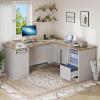 imageYITAHOME L Shaped Desk with Power Outlets ampamp LED Lights 60quot Corner Computer Desk with Drawers ampamp Lift Top Home Office Desk with Monitor Stand ampamp File Cabinet Wood Height Adjustable Desk WhiteGrey Wash