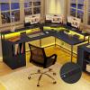 imageYITAHOME L Shaped Desk with Power Outlets ampamp LED Lights 67quot Computer Desk with File Drawer Corner Desk Home Office Desk with Monitor Stand ampamp 3 Cubbies Storage Shelves GreyBlack