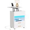 imageYITAHOME LED Nightstand with Charging StationWhite Night Stand with Reversible Lift Top Mobile Bedside Tables with 2 Drawer