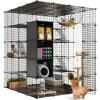imageYITAHOME Large Cat Cage with Storage Cube DIY Indoor Catio Cats Enclosures Metal Cat Playpen with Large Hammock for 14 Kittens 4 Tiers Cat Kennel550L x 550W x 590H