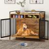 imageYITAHOME Large Dog Crate 41quot Heavy Duty Dog Kennel with 2 Drawers End Table Wooden Dog Cage Indoor Dog House Pet Crate Table with Double Doors for Large Medium Small Dogs Rustic BrownRustic Brown