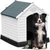 imageYITAHOME Large Plastic Dog House Outdoor Indoor Doghouse Puppy Shelter Water Resistant Easy Assembly Sturdy Dog Kennel with Air Vents and Elevated FloorGray