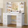 imageYITAHOME Large Vanity Desk with Mirror LED Lights and Power Outlets Big Makeup Table with 9 Drawers 5 Storage Shelves ampamp 2 Cosmetic Brush Holes Dressing Table for Bedroom Black Vanity SetWhite