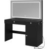 imageYITAHOME Large Vanity Desk with Mirror ampamp Light 5 Drawer ampamp 3 Level Storage Dresser 3 Lighting Modes Adjustable Brightness Bedroom Dressing Table Black 472quot W x 177quot D
