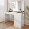 imageYITAHOME Large Vanity Desk with Mirror ampamp Light Power Outlet Makeup Vanity Set with 2 Drawers and 3 Level Storage Dressers 3 Lighting Modes Adjustable Brightness Bedroom Dressing Table WhiteWhite