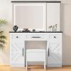 imageYITAHOME Lighted Vanity Desk with Mirror Charging Station 4 Drawers ampamp Vanity Stool Makeup Vanity with Hidden ShelvesCrisp White