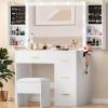 imageYITAHOME Makeup Vanity Table with Lighted Mirror Cushioned Stool 4 Storage Drawers ampamp Hidden Jewelry Organizer 3Mode LED Lighting