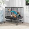 imageYITAHOME Metal 2Tiers Small Animal Cages for Adult Rats Ferret Chinchilla Guinea Pig Large Hamster Indoor Critter Nation Cage SingleStory320L x 220W x 330H
