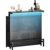 imageYITAHOME Mini Home Bar Unit for Living Room with WallMounted Shelf Rack ampamp Music Sensing LED Light Tall Bars Table with Wine Rack Alcohol Storage Glasses Hanger Footrest for Kitchen Pub BlackBlack