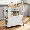 imageYITAHOME Mobile Kitchen Island Cart with Power Outlet 33 Inch Rolling Kitchen Cart with Storage Small Serving Utility Carts on Wheels with Open Shelves for Kitchen Dining Room WhiteWhite