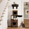 imageYITAHOME Modern Cat Tree with Litter Box Enclosure Combo Endtable and Large Cat Tower with Basket 4in1 Litter Box Furniture Hidden and Scratching Post for Large CatsRustic Brown