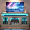 imageYITAHOME Modern TV Stand for 75 Inch TV LED Entertainment Center with Adjustable Shelves and Glass Doors 32 Tall Television Stands TV Media Console Table for Living Room Pine GreyPine Grey