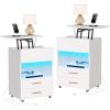 imageYITAHOME Nightstand Set of 2 with Lift Top Night Stand with Charging Station ampamp LED Lights Mobile Bedside Tables with 2 Drawe for Bedroom Living Room