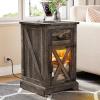 imageYITAHOME Nightstand with Charging Station Farmhouse End Bedside Table with LED Lights Barn Door and Adjustable Storage Shelf Table Wood Rustic Sofa Side Table for Living Room Bedroom 1pcDark Rustic Oak