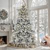 imageYITAHOME PreLit Mountain Pine Flocked Christmas Tree with Remote 75FT PreDecorated Hierarchical Tower Flocked Christmas Tree 1278 Branch Tips 550 Lights 55 Pine Cones for Party Home DecoFlocked White