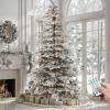 imageYITAHOME PreLit Mountain Pine Flocked Christmas Tree with Remote 75FT PreDecorated Hierarchical Tower Flocked Christmas Tree 1278 Branch Tips 550 Lights 55 Pine Cones for Party Home DecoWhite With Pine Cones